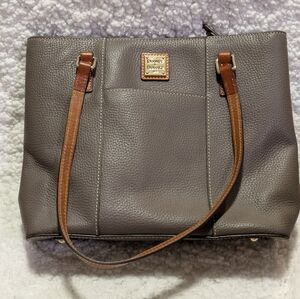 Dooney & Bourke Small Lexington Tote Purse Pebble Grain Shoulder Bag Gray Taupe